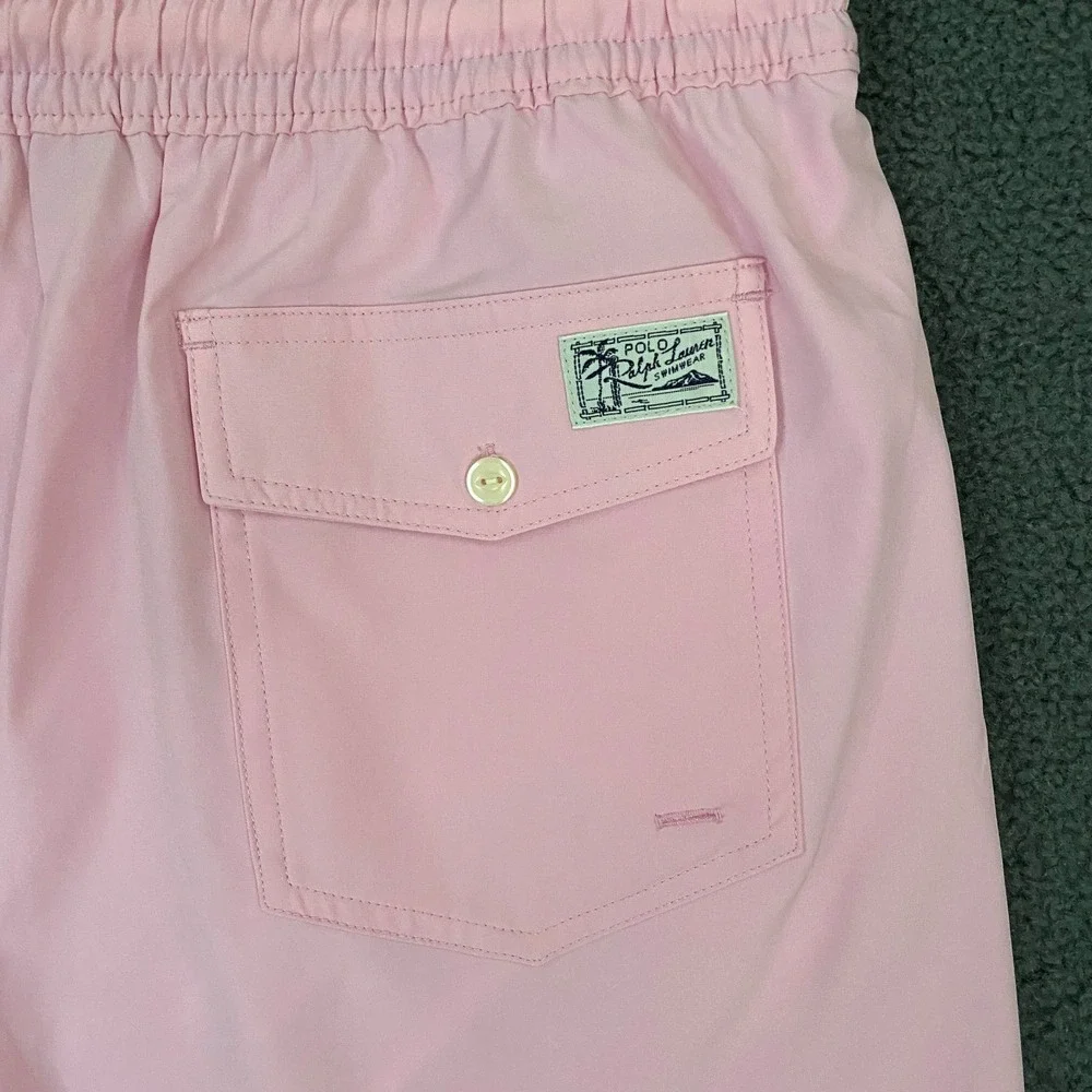 Polo Ralph Lauren 5.75 Inch Traveler Classic Swim Trunk Men XL Pink Pony Stretch